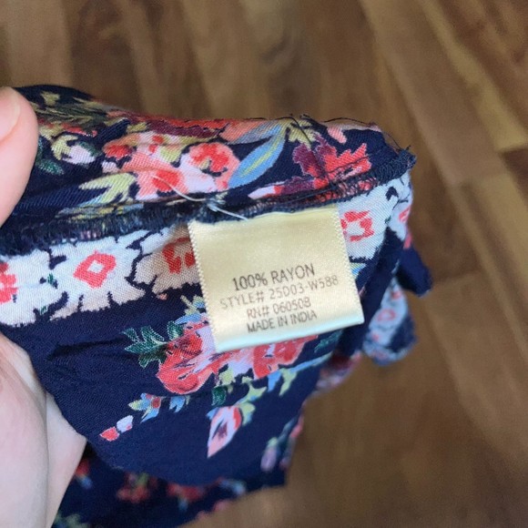 Blue Rain 100% Rayon Floral Pompom Shorts Flowy Casual Blue Women’s M - Picture 2 of 5